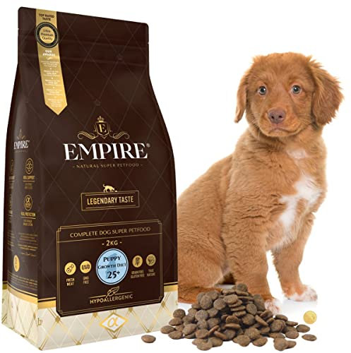 Empire Welpen Trockenfutter - 2kg - Neue Hundefutter Trocken Getreidefrei - Große Rassen - Wild und Lamm - Hypoallergen - Glutenfrei - Natürlich