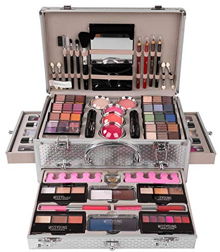 JasCherry Schminkkoffer Multifunktions Schmink Kosmetik Make-up Set mit Lipgloss, Lidschatten, Blush Rouge, Pressed Powder Pulver - Schminkset Etui Box für Gesicht, Augenbraue, Augen und Lippen #1