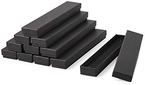 Craftdady 12 x lange, rechteckige schwarze Karton-Boxen für Schmuck, Geschenkbox mit Deckel, Armbänder, Halsketten, Aufbewahrungsbox für Uhren, Geschenke, 21 x 4 x 2 cm