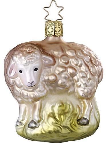 Inge-glas - Christbaumschmuck - Haus und Hof - Schaf - Glas - Farbe: Creme - Größe 8,5 cm