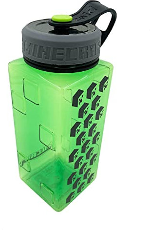 Minecraft BPA-freie Wasserflasche für Kinder und Erwachsene, Unisex, langlebig, Sport, tragbar, wiederverwendbar, auslaufsicher, Tritan, 1 l, Einheitsgröße