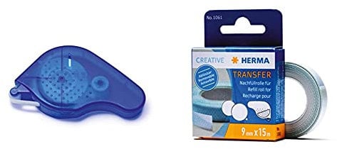 Herma 1067 Removable Transfer Glue Dispenser - Blue & Herma Non-Permanent Glue Refill Roll