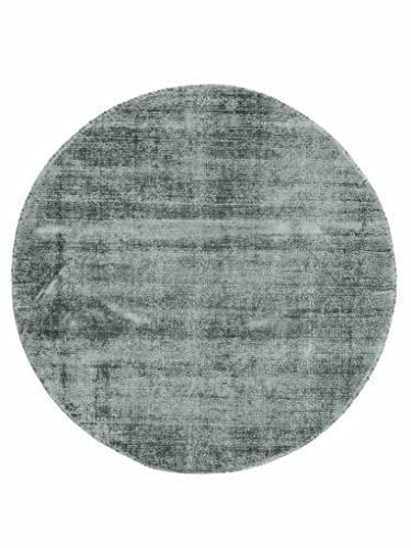 carpetfine Viskoseteppich Rund AVA Mint Ø 200 cm | Moderner Teppich für Wohn- und Schlafzimmer
