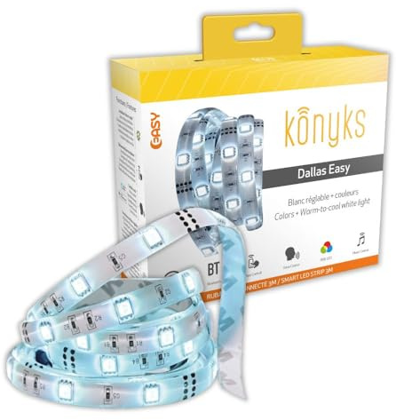 Konyks Dallas Easy Smart Led Strip - Wi-Fi + Bluetooth, Kleuren + Wit instelbaar, 3m lang, compatibel met Alexa en Google Home, eenvoudige sferen en automatiseringen