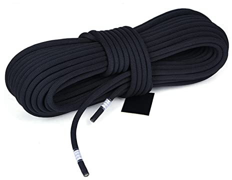 Corda statica diametro 10 mm, corda da campeggio per arrampicata su roccia, corda di sicurezza ad alta resistenza, 24 kN, per lavorare in altezza, attrezzatura da arrampicata (nero, 20)
