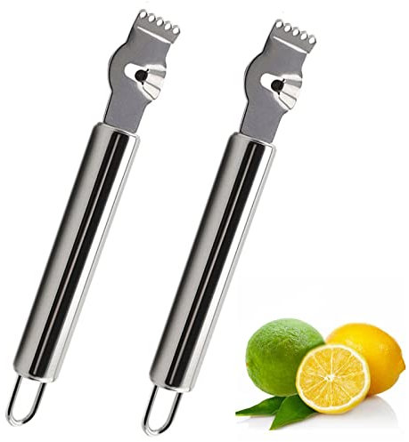 2 Pack Stainless Steel Lemon Zester Grater with Channel Knife and Hanging Loop,Orange Peeler,Citrus Zester Fruit Peeler Lemon Twist Tool for Kitchen, Bar