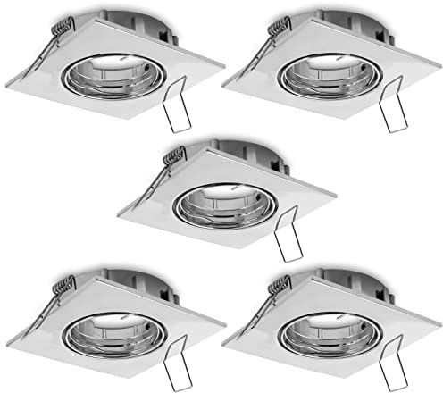 Eaxus® GU5.3/MR16 Einbaustrahler – 5er Set Einbauleuchte für Bad, Wohnzimmer, Esszimmer & Co, Silber