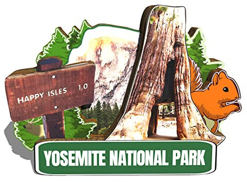 Orlybar Kühlschrankmagnet aus Holz, Motiv: USA Yosemite National Park, 3D-Sehenswürdigkeiten, Reisen, Sammlerstück, Souvenirs, Dekoration, handgefertigt