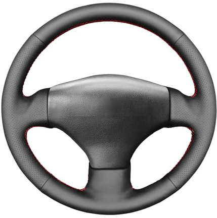MEWANT Lenkradbezug für Peugeot 206 2001-2009/206 SW 2002-2007 Hand Nähen Lenkradhülle aus Kunstleder Lenkradschoner
