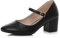 AJVANI Womens Ladies mid Block Heel Strap Work Evening Party Mary Jane Court Shoes Size 7 40 Black Matte