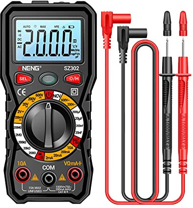 Digital Automatische Messung DC Spannung Strom Amp Werkzeuge Spannungsmesser Kondensator Tester Meter Test für den Haushalt, Schwarz