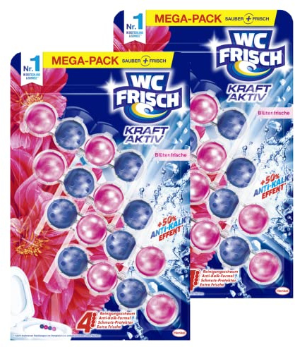 WC FRISCH Kraft Aktiv Duftspüler Blüten-Frische (2 x 200 g) 400 g, WC Reiniger für Reinigung bei jeder Spülung, Duftsteine für langanhaltend frischen Duft, + 50% Anti-Kalk Effekt*