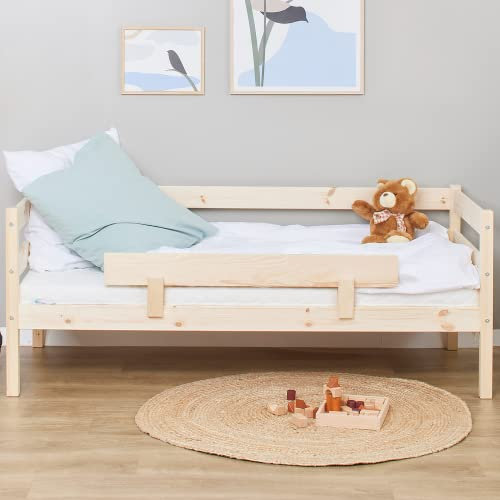 Hoppekids ECO Comfort Kinderbett 70x160 mit Lattenrost und Rausfallschutz | Natur | Nordisches Umweltzeichen Zertifiziert | FSC®-zertifiziertes massives Kiefernholz aus der EU