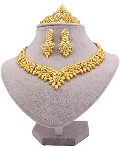 BEDT Dubai Goldfarbene Schmucksets Afrikanische Indische Hochzeit Brautfrau Geschenke Für Frauen Halskette Armband Ohrringe Ring Schmuckset