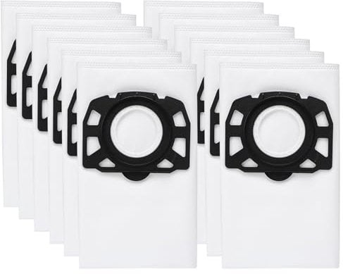 BIHARNT 12 Pack KFI 487 Filter Bags Replacement for Karcher WD4 WD5 WD5 Premium/ MV4 MV5 MV6 Wet & Dry Vacuum Cleaner,2.863-006.0