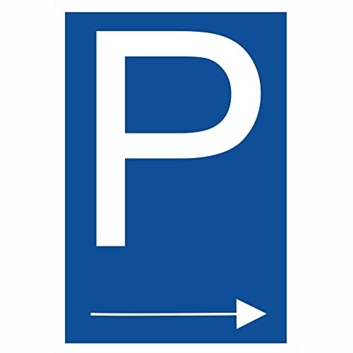 INDIGOS UG - Targa in alluminio – Dibond 3 mm – cartello parcheggio con freccia direzionale destra, plastica, 25 x 40 cm – avvertimento – sicurezza – hotel, azienda, casa