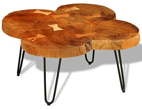 BADJAS Couchtisch 35 cm 4 Baumscheiben Massivholz Beistelltisch, Nachttisch, Nachtkommode für Wohnzimmer, Arbeitszimmer, Schlafzimmer