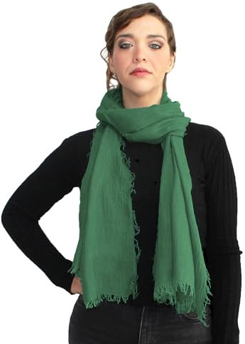 creazioni unique Bambus Schal Damen MADE IN ITALY - Frühling/Sommer Accessoire - Bamboo Scarf Women - Schals & Tücher für Damen (Jadegrün)