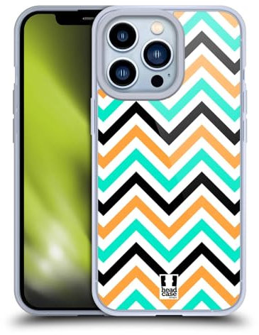 Head Case Designs Blaugrün Und Orange Neon Zigzag Gelhülle [Militärischer Schutzgrad] Kompatibel Mit Apple iPhone 13 Pro Und Kompatibel Mit MagSafe