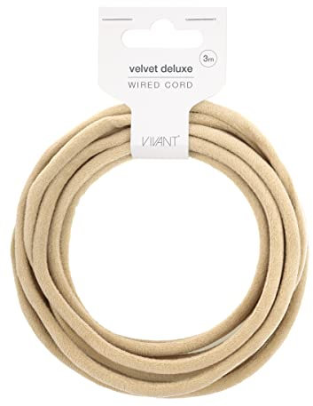 Vivant Basteldraht mit Samt überzogen - 3m - basteln, DIY, Dekodraht, Draht zum basteln (Light Gold)