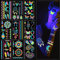 ACWOO Néon Tatouages Temporaires, 9 Feuilles Néon UV Autocollant de Tatouage Phosphorescent, Glow UV Neon Tattoo, Faux Tatouages Fluorescents de Visage Corps, Tatouages Néon Imperméables, Bar Party