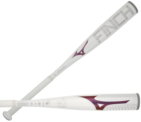 Mizuno Finch Youth Tee Ball Softball Bat (-13) | Youth - Girls Aluminum Fast Pitch BAT | White-Iridescent | 12OZ | 25 INCHES