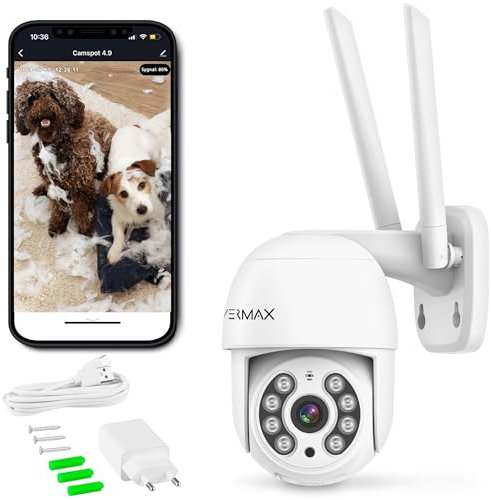 Overmax Camspot 4 Outdoor-Überwachungskamera, Wi-Fi, Zweiwege-Kommunikation, Regen- und sonnenbeständig, flüssiges Bild, 2.5K Auflösung, Objektverfolgung, Farb-Nachtmodus (CAMSPOT 4.0 PTZ)