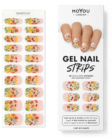 MOYOU LONDON Halbgehärtete UV Gel Strips - 20 Stück - Gel-Nagelfolien UV Härtend für Maniküre in Salonqualität - I Wet My Plants