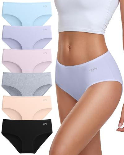 coskefy Unterhosen Damen Baumwolle, 6er Pack Slips Damen Baumwolle Mehrpack, Bequeme Frauen Unterwäsche, Atmungsaktiv Panties Weich