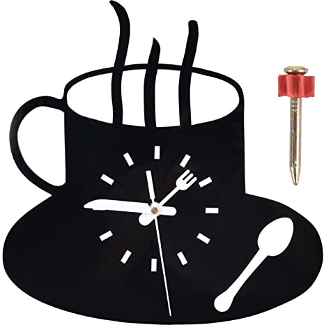Mumusuki Küchen-Kaffee-Dekor-Wanduhr, Acryl, 3D-Moderne Kunst, Heim-DIY-Uhr, Abnehmbare Leise Uhren für Küche, Büro, Kaffee, Ecke, Café, Geschäft, Raumdekoration