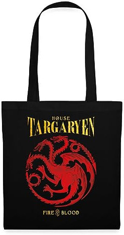 Spreadshirt Game Of Thrones Haus Targaryen Fire & Blood Stoffbeutel, One size, Schwarz
