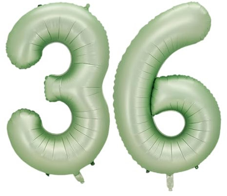 Guoguonb 40 Zoll Zahl 36. Geburtstag Deko Riesen Aufblasbar Helium Folienballon Nummer 36 Luftballons Personalisiertes Design Ballon für Gedenktag Geburtstag Dekoration (Wassermelone Grün)