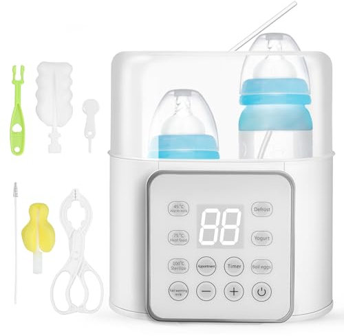 HOUSINN Chauffe Biberon pour Bébés, 9 en 1 Stérilisateur de Bouteille Multifonction, Calentador de Biberones Électrique avec Affichage LCD, Contrôle de la Température (9 en 1 Blanc)