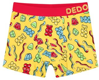 Dedoles Boxer Shorts Uomo & Bambino Mutande Intimo Cotone con Tanti Design Divertenti, Colore: Giallo, Disegno: Orsetti gommosi (Ragazzo), Taglia: 9-10 Anni