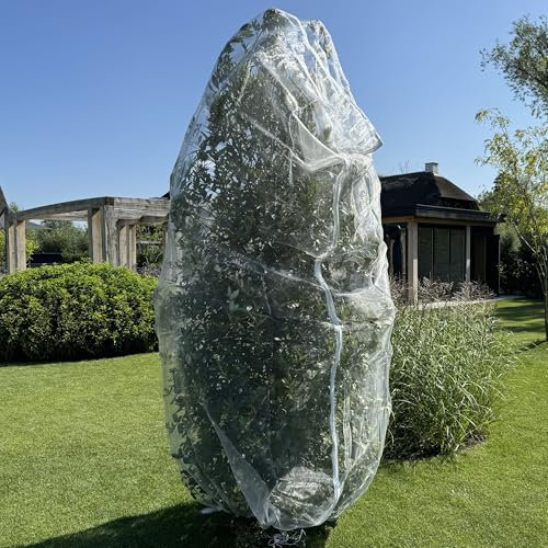 Pflanzenschutznetz 260x260CM | Garten Insektennetz Pflanzen Abdeckung für Obstbäume | Tomaten-Schutzhaube für den Schutz Blaubeeren, Obst und Gemüse | Weißer Gemüsenetz mit Kordelzug | Vogelnetz