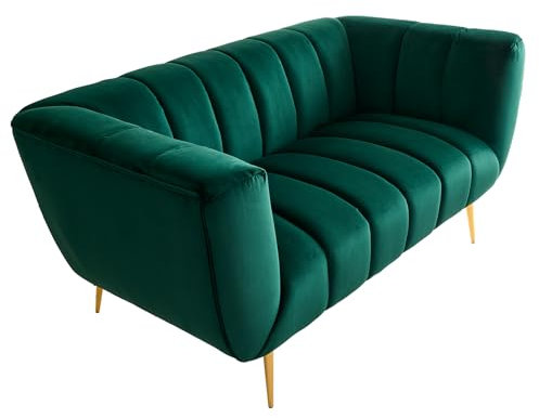 Riess Ambiente Design 2-Sitzer Sofa Noblesse - 165cm - smaragdgrün Samt - Federkern goldene Metallfüße
