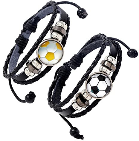 BESPORTBLE 2 Stück Armbänder Für Fußballfans Persönlichkeits-armbandschmuck Mit Perlendesign Für Männer Zum Vatertag