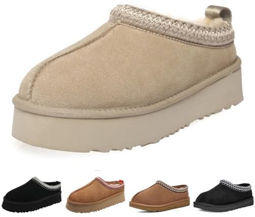 xhuoqdk Winter-Plüsch-Plattform-Stiefel, modisch, für Damen, mit Pelz, Fleece gefütterte flauschige Hausschuhe, bequem und warm, für drinnen und draußen, rutschfest, kurze Mini-Knöchelstiefel, weiß,