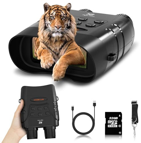 Gafas de Visión Nocturna - 5K Gafas de Visión Nocturna para Adultos, Binocular Nocturno Infrarrojo Recargable 5X Zoom Digital Linterna Externa Binocular Digital para Camping Caza Outdoor