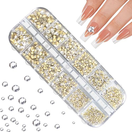 RichLuck 2820pcs Rhinestones for Nails, 11 Sizes Nail Glitter Sequins, Round Resin Crystals Nail Gems,Gemstone Crystal On Rhinestones for Craft, Nail Art Accessories DIY Manicure Supplies