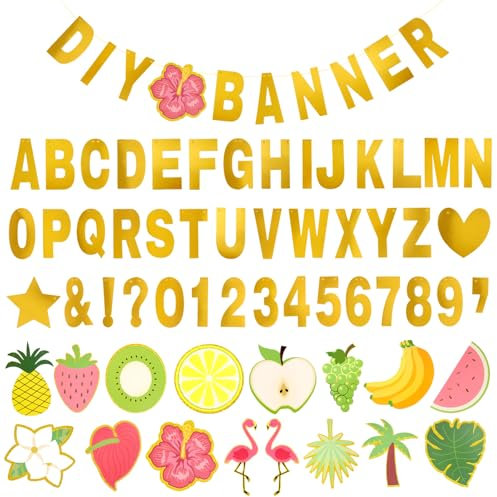 Easy Joy 126 Hawaii DIY Girlande Geburtstag,Happy Birthday Banner,Banner Selbst Gestalten,Sommer Deko für Sommer Happy Birthday Geburtstag Mädchen Frauen Outdoor Beach Hawaii Party Deko