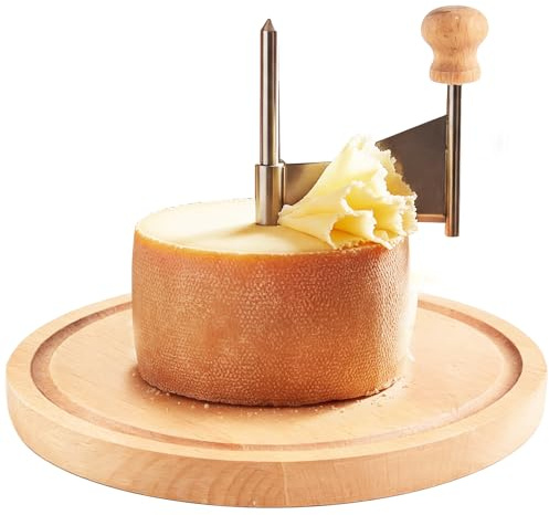 ShinianYa Cheese Curler Beech Wood-Stainless Steel - Best for Cheese Wheel and Chocolate Shavings and curls, Tete de Moine Cheese Curler & Girolle