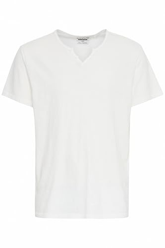 Blend BHAshton Herren T-Shirt Shirt mit V-Ausschnitt Knöpfen 100% Baumwolle Regular fit, Größe:L, Farbe:Snow White (110602)