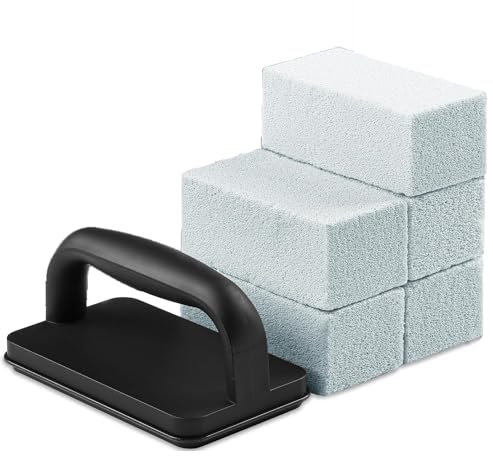 5 Pieces Heavy Duty BBQ Cleaning Bricks with Handle, Scrubbing Pumice Stone for Cleaning Blackstone Flat Top BBQ, Swimming Pool, Sink 