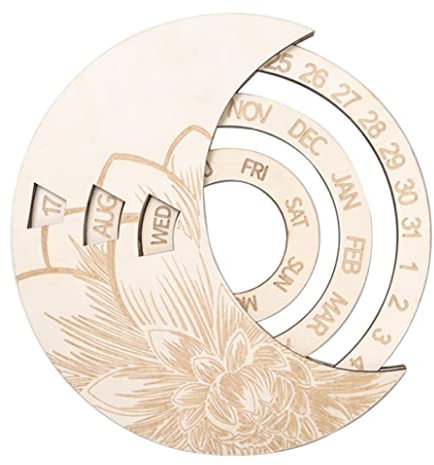Kalender 2024 Para, Mond Perpetual Kalender ewige verstellbare hängende Kalender Originalholzfarbe