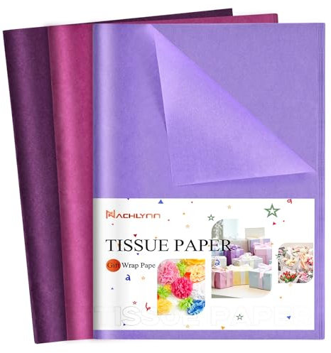 NACHLYNN 90 Blatt Lila Geschenkpapier Seidenpapier 35 x 50 cm Geschenkpapier Kunst Seidenpapier Basteln für Halloween Erntedank Geburtstag Ostern Feiertage Basteln Geschenke Dekor