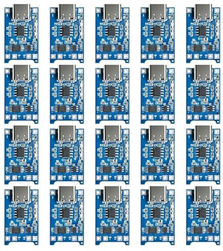 5V 1A 18650 USB-C Ricarica batteria Al Litio Modulo,QIQIAZI 5V 1A Caricabatterie Modulo per Batteria al litio 18650 Scheda di Ricarica con Doppia Funzione di Protezione(20PCS)