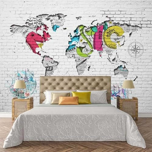 Kitquiver 3D Motif De Briques Blanches Papier Peint 3D Papier Peint Photo Carte Graffiti 3D, Peinture Murale De Décoration De Fond De Plafond De Salon Chambre À Coucher 150x105cm
