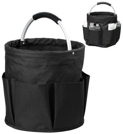 SXCCNW Cleaning Caddy with Handle, Cleaning Products Organiser, Cleaning Caddy Organiser Foldable Cleaning Bag with Handle Cushioned Bag for Garden Tool Kit, Picnic Basket for Ourdoor Keeping Black