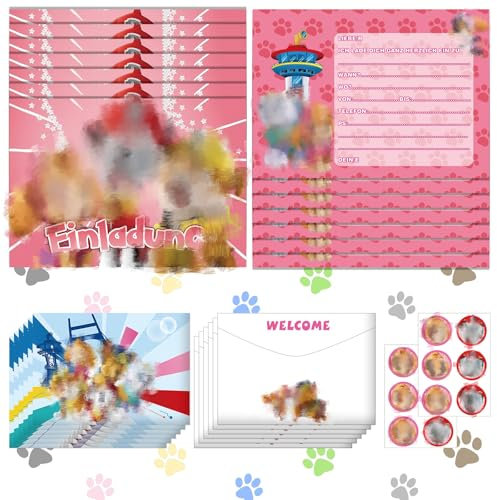 Yumcute 12 Einladungen Kindergeburtstag Mit Umschlägen und Aufklebern - Geburtstagsparty Einladungen für Mädchen und Jungen